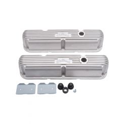 Edelbrock Valve Covers Stock Cast Ribbed Top w/ Logo For Chrysler SB Pair