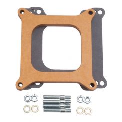 Edelbrock Carburetor Spacer 1/2 in Thick Open Square Bore Wood Natural