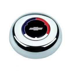 Grant Horn Button Blue / Red / White Chevy Bowtie Logo Steel Chrome Gran