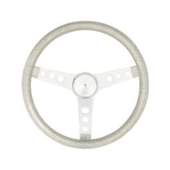 Grant Steering Wheel Metal Flake 15in Dia 3-Spoke Silver Metal Flake