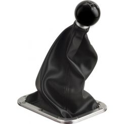 Lokar Shifter Boot Hi-Top Rectangular 3/8-24 in Thread Bezel Vinyl Bl