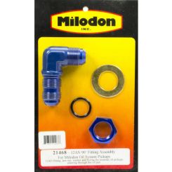 Milodon Fitting Bulkhead 90 Degree 12 AN Male to 12 AN Male Bulkhead Wa