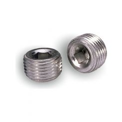 Moroso Fitting Plug 1/2 in NPT Allen Head Aluminum Natural Pair