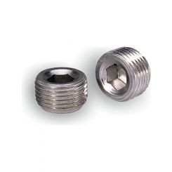 Moroso Fitting Plug 3/8 in NPT Allen Head Aluminum Natural Pair