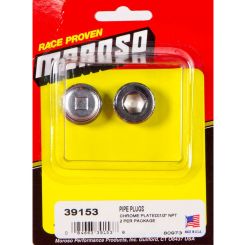 Moroso Fitting - Plug - 1/2 in NPT - Allen Head - Steel - Chrome - Pair