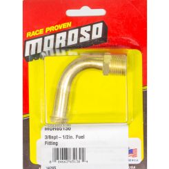 Moroso Fitting Adapter 90 Degree 3/8 in NPT Male to 1/2 in Hose Barb Br