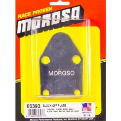 Moroso Fuel Pump Blockoff - Steel - Chrome - Small Block Chevy - Each