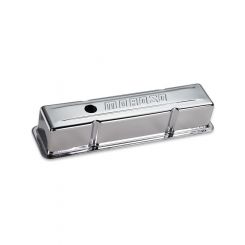 Moroso Valve Cover Stock Height Baffled Moroso Logo Steel Chrome Small