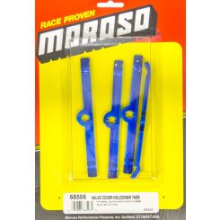 Moroso Valve Cover Hold Down Tabs Steel Blue Powder Coat Small Block Ch