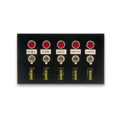 Moroso Switch Panel Dash Mount 6-3/4 x 4 in 5 Toggles Fused Indicator L