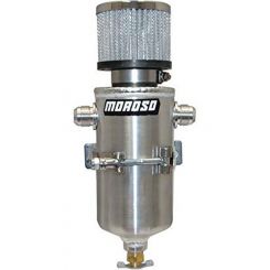 Moroso Breather Tank 3-1/8 in Diameter x 6-1/2 in Tall Two 10 AN Male F