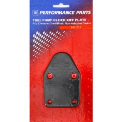 Proform Fuel Pump Blockoff Bowtie Logo Steel Black Small Block Chevy
