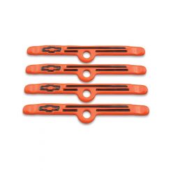 Proform Engine Valve Cover Holdown Clamps Orange w/ Black Bowtie For SB Chevy