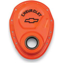 Proform Timing Chain Cover Orange Steel with Chevy Bowtie Logo For SB Chevy
