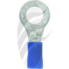 Jaylec Pack 100 Ring Terminal 6mm Blue - Insul Pvc Copper Sleeve Double