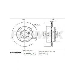 Fremax Brake Disc Left Rear Bmw 5 (G30, F90) 530E 2017-On