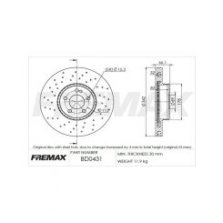 Fremax Brake Disc Front Each Mercedes C250 W205