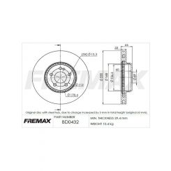 Fremax Brake Disc Front Each Mercedes E200 W213.