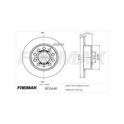 Fremax Brake Disc Rear Pair Golf Mk5 TDi Fsi
