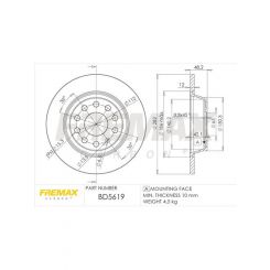 Fremax Brake Disc Rear Pair Golf Mk5 Gti Jetta Passat