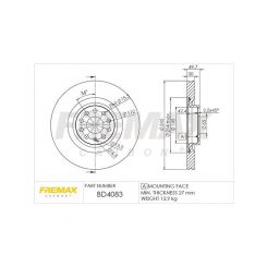 Fremax Brake Disc Front Each Golf Mk5 R32