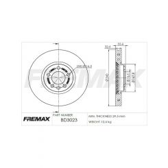 Fremax Brake Disc Front Each VW Transporter T5 Diesel 16" Wheels