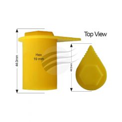 Nice Pack 100 Wheel Nut Indicator Dust Cap 19mm Yellow Plastic (NWL19CAP-100)