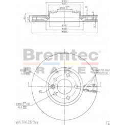 Bremtec Euro-Line High Grade Disc Brake Rotor (Pair) 344.8mm