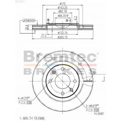 Bremtec Euro-Line Disc Brake Rotor (Pair) 265.8mm