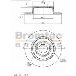 Bremtec Euro-Line Disc Brake Rotor (Pair) 304mm