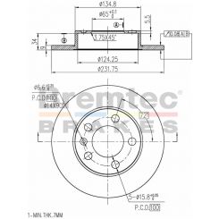 Bremtec Euro-Line Disc Brake Rotor (Pair) 231.7mm