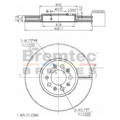 Bremtec Euro-Line Disc Brake Rotor (Pair) 286.8mm