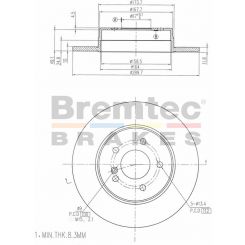 Bremtec Euro-Line Disc Brake Rotor (Pair) 289.7mm