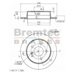 Bremtec Euro-Line Disc Brake Rotor (Pair) 258mm