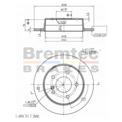 Bremtec Euro-Line Disc Brake Rotor (Pair) 258mm