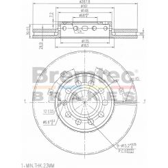 Bremtec Euro-Line Disc Brake Rotor (Pair) 288mm