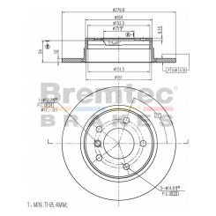 Bremtec Euro-Line Disc Brake Rotor (Pair) 280mm