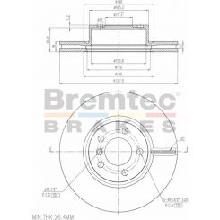 Bremtec Euro-Line High Grade Disc Brake Rotor (Single) 327.8mm