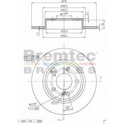 Bremtec Euro-Line Disc Brake Rotor (Pair) 276mm