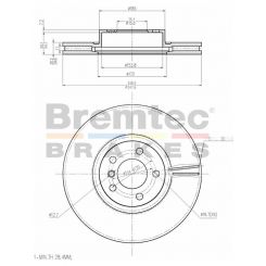 Bremtec Euro-Line High Grade Disc Brake Rotor (Single) 347.8mm