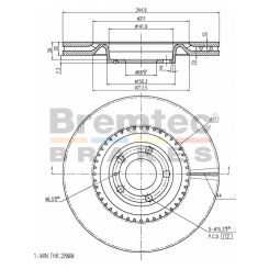 Bremtec Euro-Line Disc Brake Rotor (Single) 344.90mm