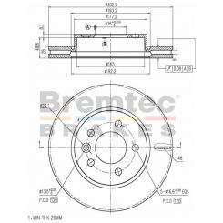 Bremtec Euro-Line Disc Brake Rotor (Pair) 302.9mm
