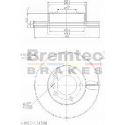 Bremtec Euro-Line Disc Brake Rotor (Pair) 302mm