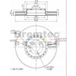 Bremtec Euro-Line High Grade Disc Brake Rotor (Single) 328mm
