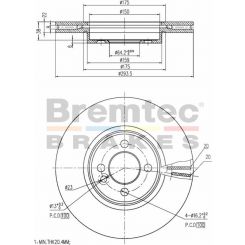 Bremtec Euro-Line Disc Brake Rotor (Pair) 293.8mm