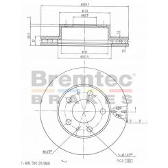 Bremtec Euro-Line Disc Brake Rotor (Pair) 299.7mm