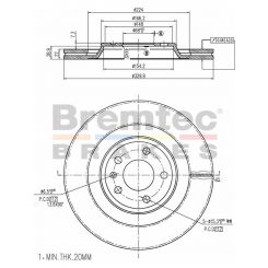 Bremtec Euro-Line Disc Brake Rotor (Pair) 330mm