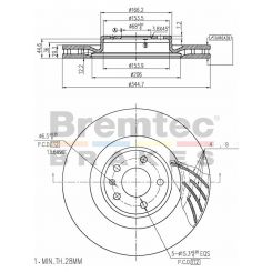 Bremtec Euro-Line Disc Brake Rotor (Pair) 344.7mm