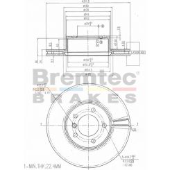 Bremtec Euro-Line High Grade Disc Brake Rotor (Pair) 312mm