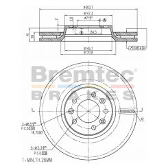 Bremtec Euro-Line Disc Brake Rotor (Pair) 303.7mm